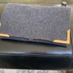 New with tags charcoal flannel clutch